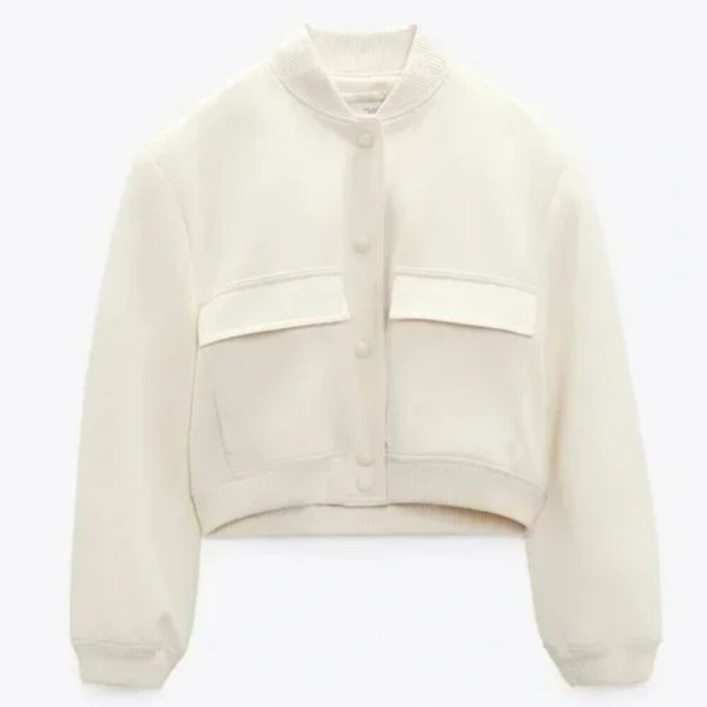 [SOLD] Maxi Pocket Bomber - Zara - Ecru - Size XS